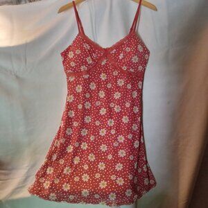 No Boundaries 90s Retro Sheer Spaghetti Strap Orange Floral Slip Dress